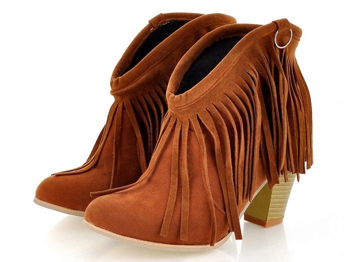 red boots with tassels