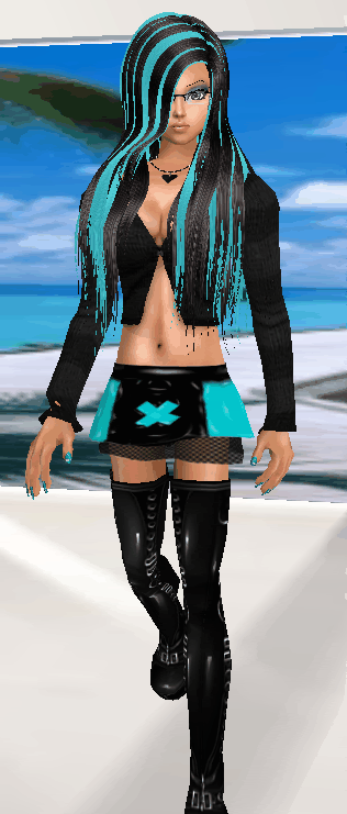 Black and Teal Helen Hair front