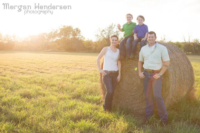 family photography with hay bales