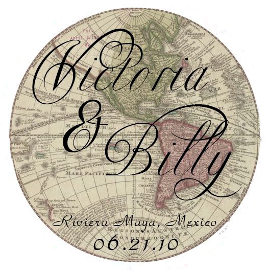 monogram for destination wedding vintage map design