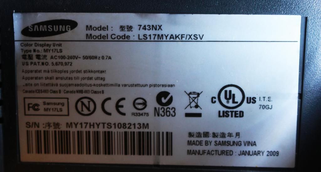 Bán màn hình Samsung 743NX 17inch. - 2