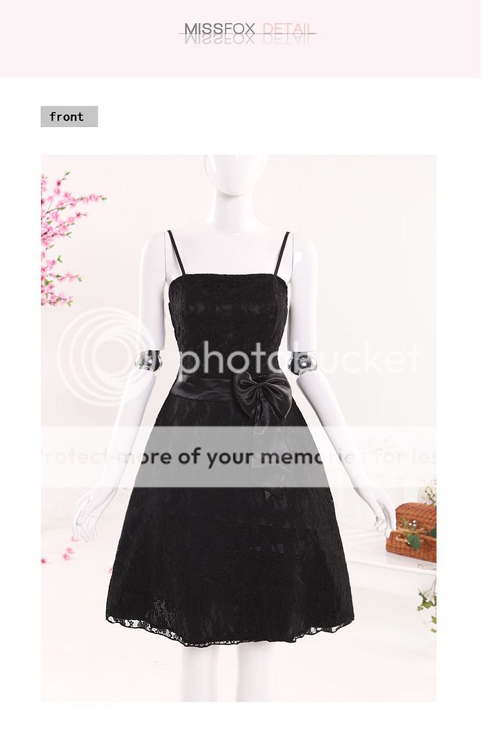 B1224 Japan Top Black Strap Lace Bow Cocktail Dress  