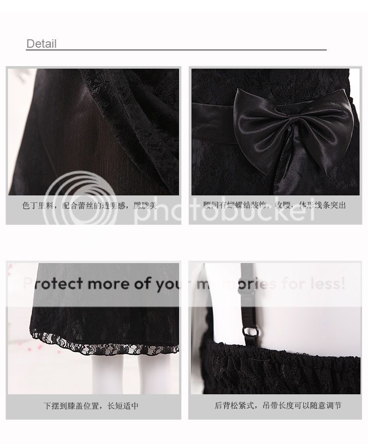 B1224 Japan Top Black Strap Lace Bow Cocktail Dress  