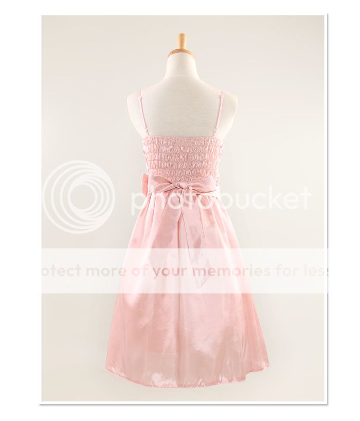J8200 Japan Korea Pink Strap Lace Bow Cocktail Dress  