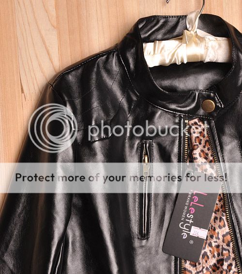 E204 Janpan Fashion Black Zip Up Faux Leather Jacket  