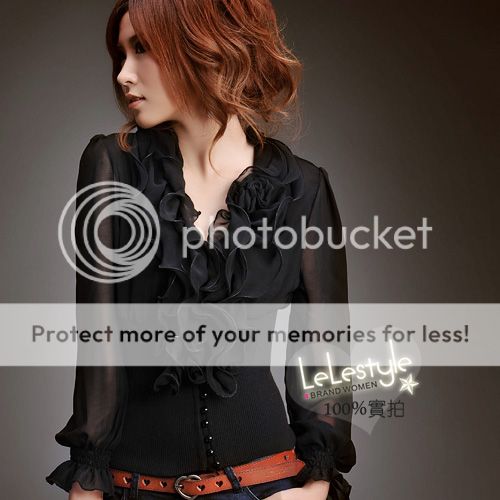 9037E Japan Korea Fashion Women Ladies New Black Ruffle Collar 2 in1 