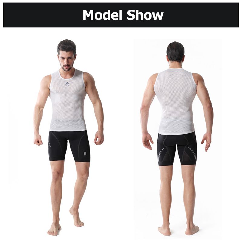SOBIKE SOOMOM Men Cycling Elastic Mesh Vest Jersey Quick Drying Underwear White