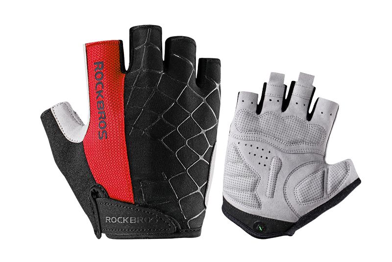 RockBros Half Finger Short Gloves Shockproof Breathable MTB Bike Cobweb Gloves