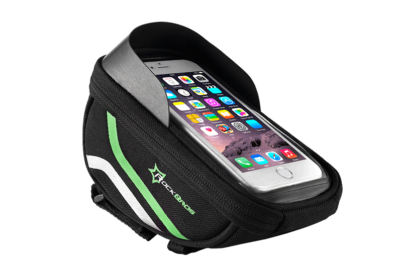 RockBros Bike Bag Handlebar Bag Touch Screen Phone Bag Black Green Under 5.8/'/'