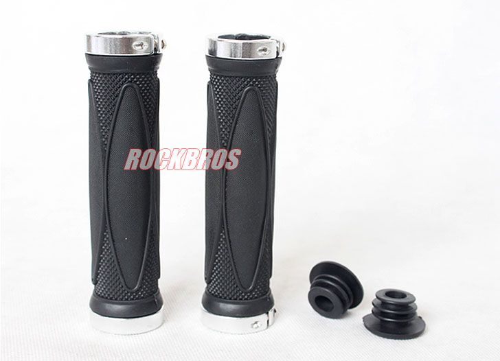 Bike MTB Ultralight Rubber Lock on Grips Silver  