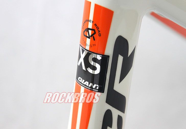 2011 Giant TCR Road Bike Aluminum Frame Carbon Fork 430mm Size XS White Orange  