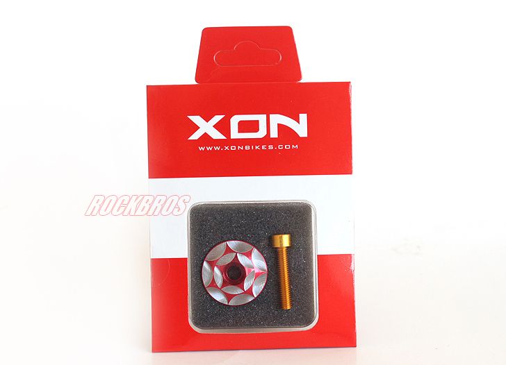XON CNC Bike Headset Cap 31 8mm Red Screw Bolt M6 x 30mm Golden