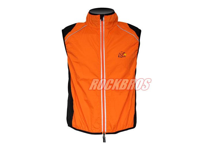 Tour de France Cycling Vest Wind Vest Windvest Sleeveless Orange 