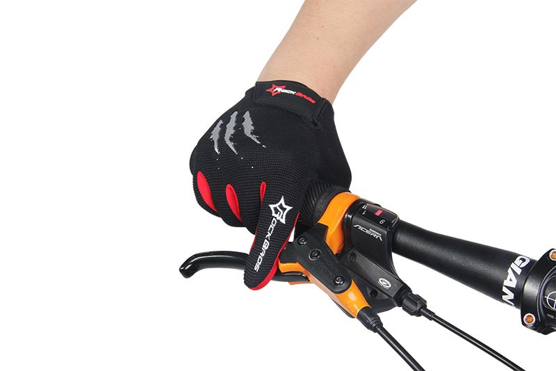 Rockbros Bike Full Finger Gloves Ghost Claw Velvet Winter Gloves Black Red M