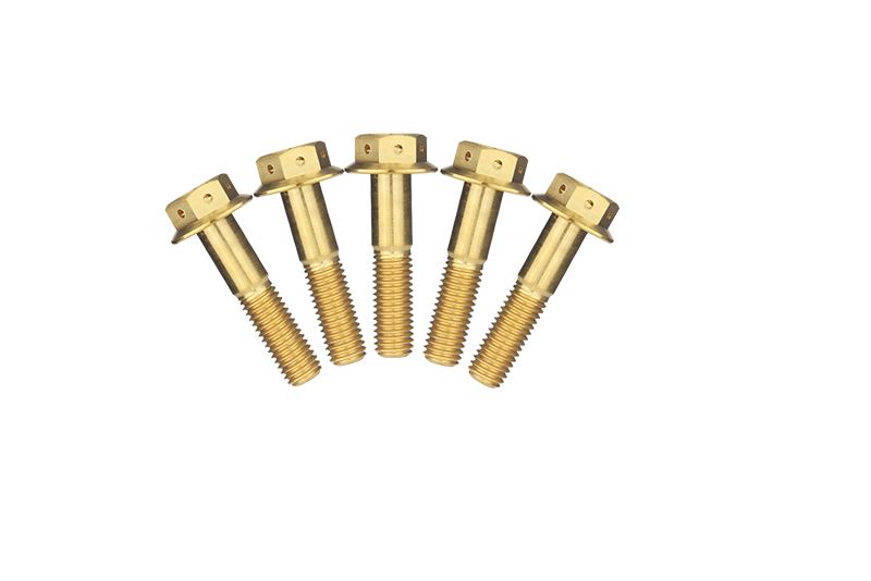 RockBros M10 Titanium Ti Hex Head Cap Bolt Flange Bolt 1.5mm Pitch 1Pc Gold