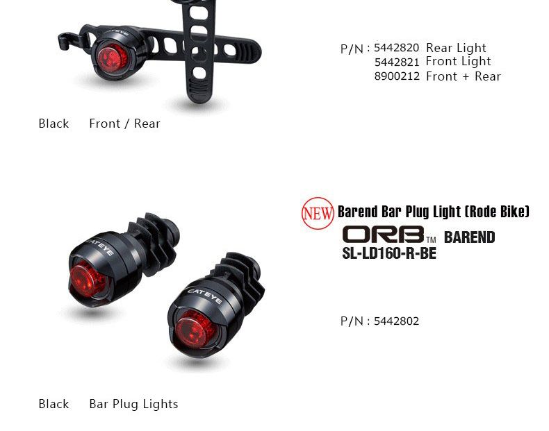 Black Cateye ORB SL-LD160 Rear Bicycle Cycling Safety Light 5-Lumens