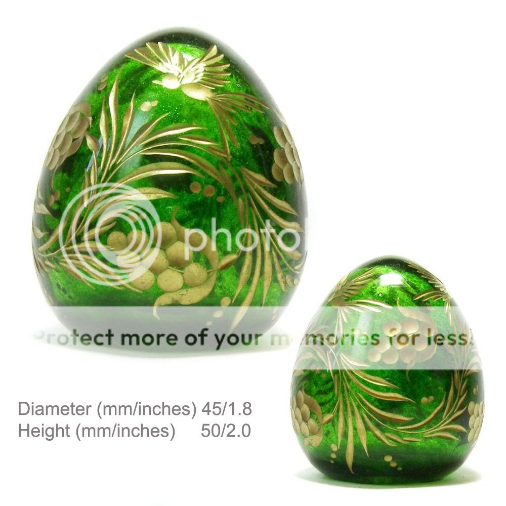 Big Green crystal Egg in Faberge style with gold original ornament 